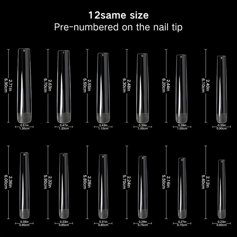 120pcs Long Clear False Nail Tips with Storage Case