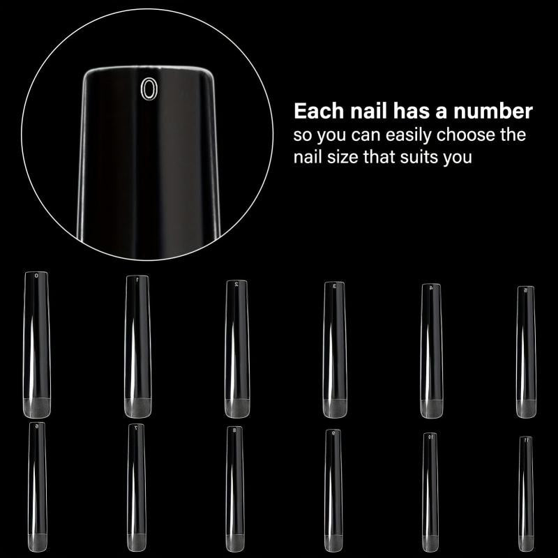 120pcs Long Clear False Nail Tips with Storage Case