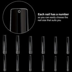 120pcs Long Clear False Nail Tips with Storage Case
