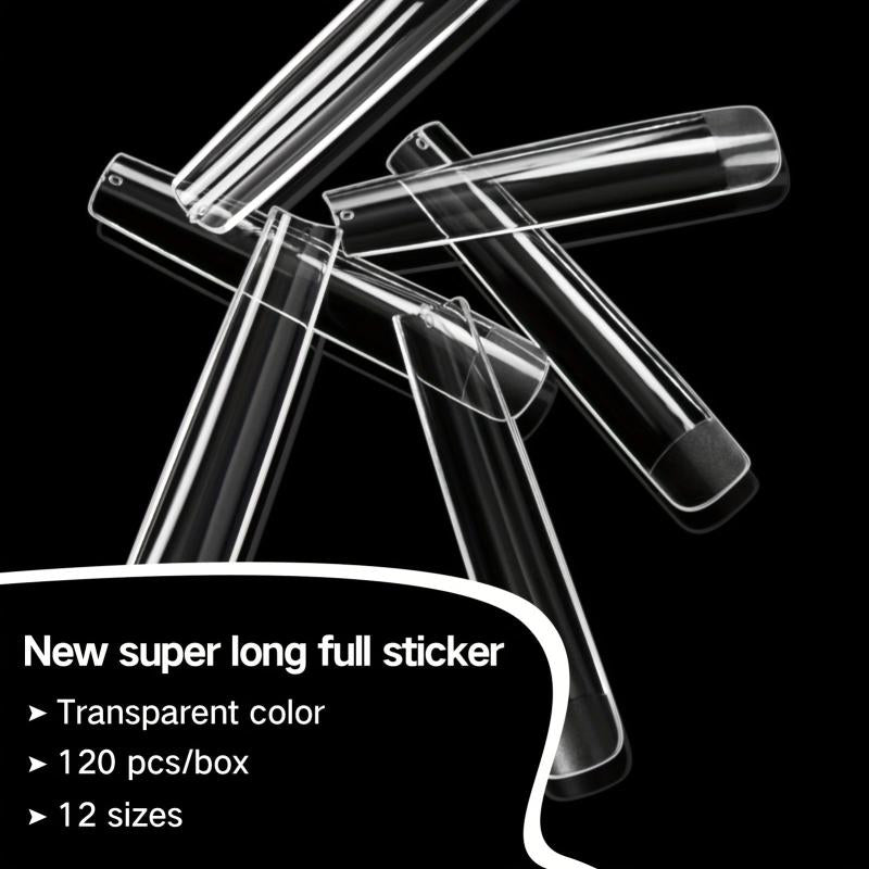 120pcs Long Clear False Nail Tips with Storage Case