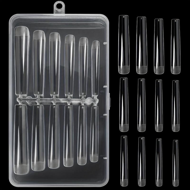 120pcs Long Clear False Nail Tips with Storage Case