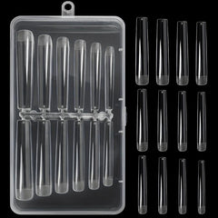 120pcs Long Clear False Nail Tips with Storage Case