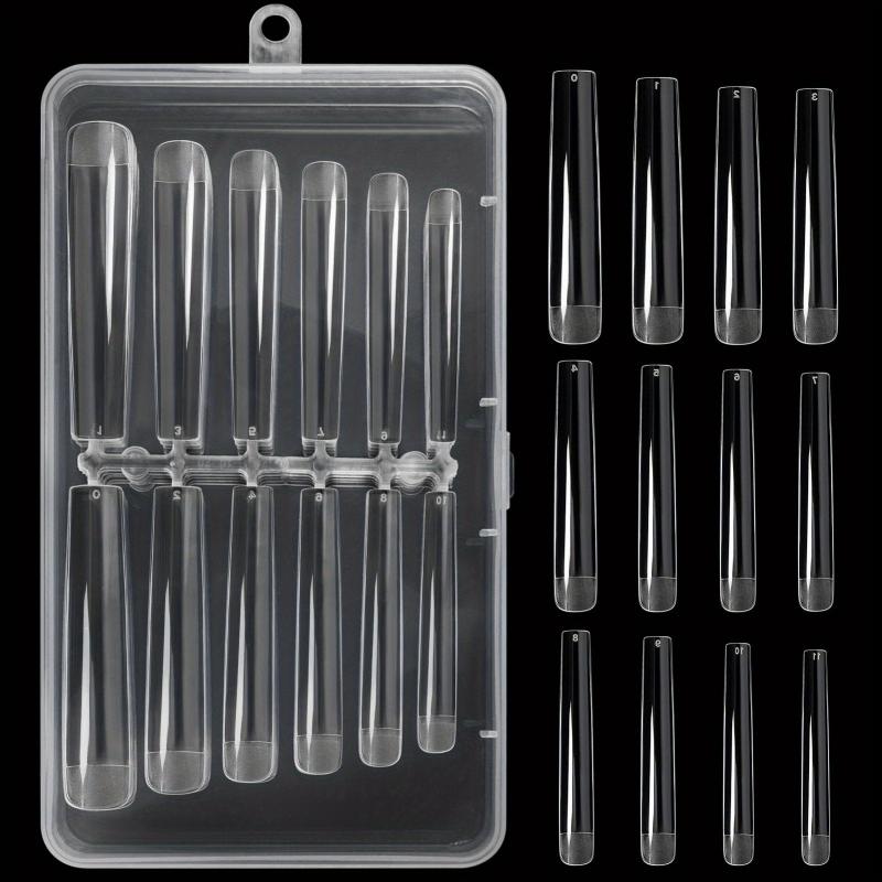 120pcs Long Clear False Nail Tips with Storage Case