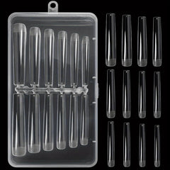 120pcs Long Clear False Nail Tips with Storage Case