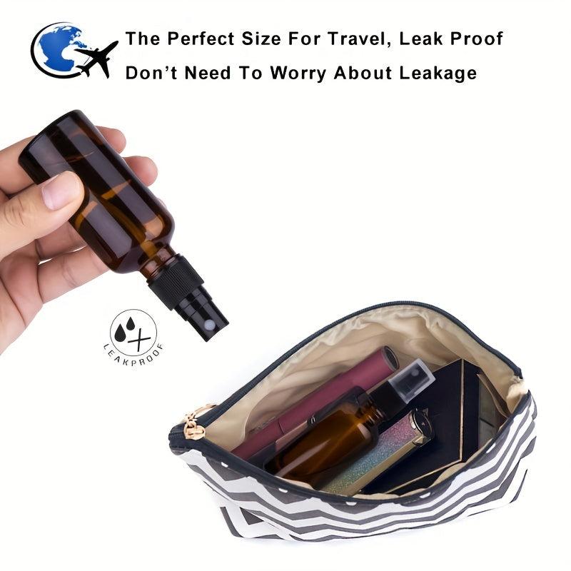 3pcs 50ml Amber Glass Spray Bottles Fine Mist Mini Travel Bottle Set
