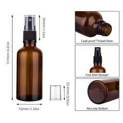 3pcs 50ml Amber Glass Spray Bottles Fine Mist Mini Travel Bottle Set
