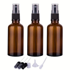 3pcs 50ml Amber Glass Spray Bottles Fine Mist Mini Travel Bottle Set