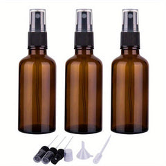 3pcs 50ml Amber Glass Spray Bottles Fine Mist Mini Travel Bottle Set