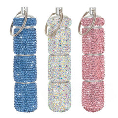 Bling Pill Case Travel Container Rhinestone Waterproof Small Holder Keychain