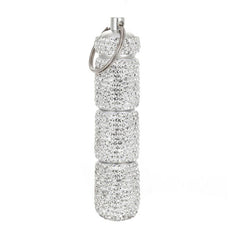 Bling Pill Case Travel Container Rhinestone Waterproof Small Holder Keychain