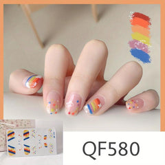Rainbow Full Cover Nail Stickers Pride Month Waterproof Gel Stickers