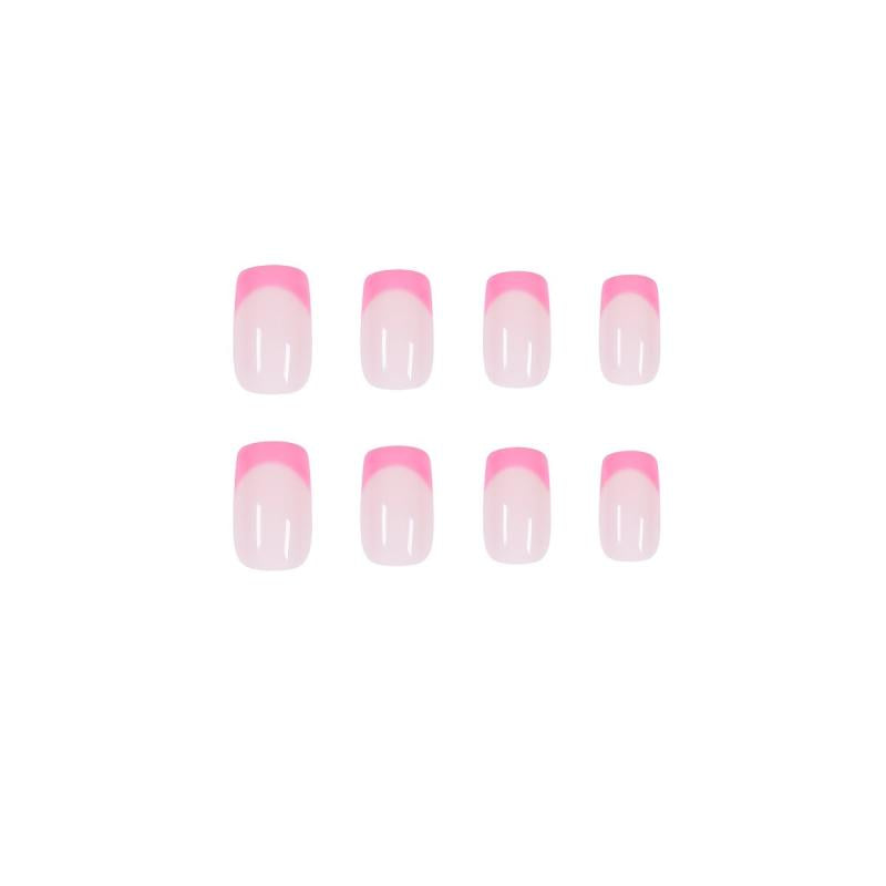 24 pcs Pink Square Press On Nails Full Cover False Nails for Women Easy to Apply