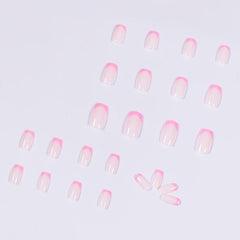 24 pcs Pink Square Press On Nails Full Cover False Nails for Women Easy to Apply