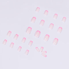 24 pcs Pink Square Press On Nails Full Cover False Nails for Women Easy to Apply