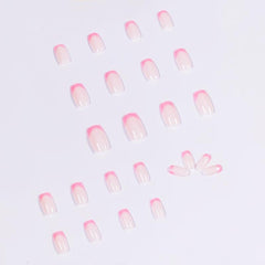 24 pcs Pink Square Press On Nails Full Cover False Nails for Women Easy to Apply