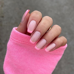 24 pcs Pink Square Press On Nails Full Cover False Nails for Women Easy to Apply
