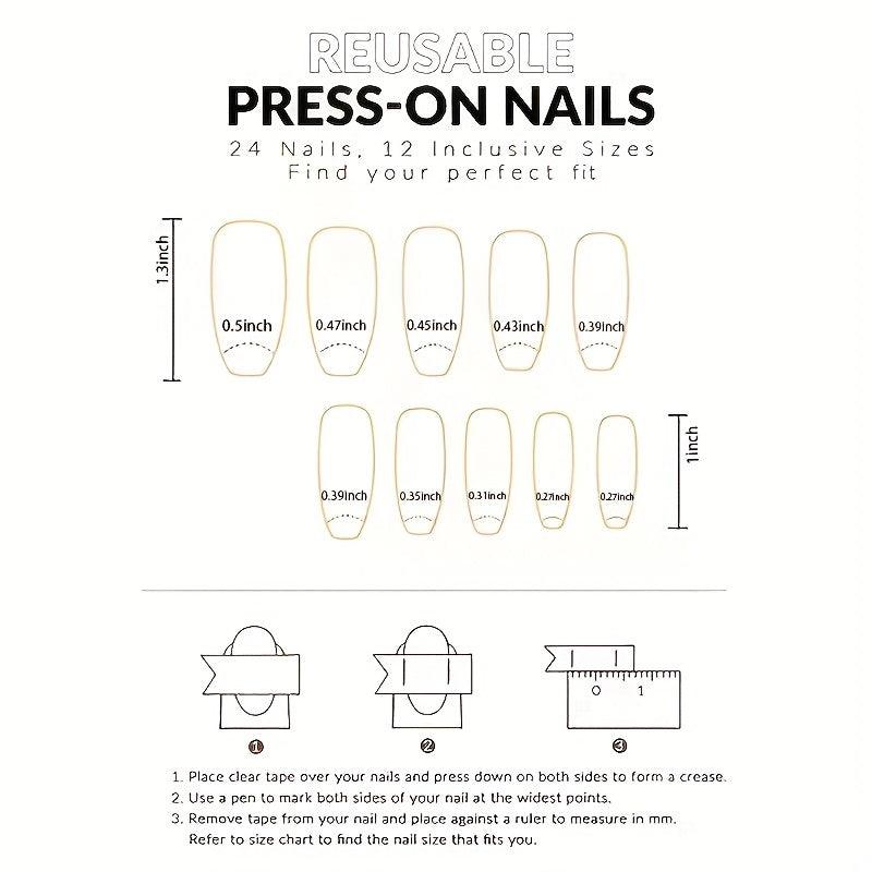 24 pcs Ballet Press On Nails Medium Glue On Nails with Pink Gradient Ins Style