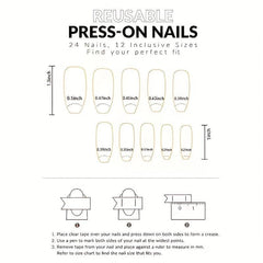 24 pcs Ballet Press On Nails Medium Glue On Nails with Pink Gradient Ins Style