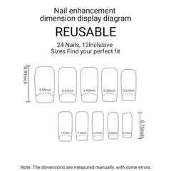24 pcs Flower French Tip Press On Nails Square Acrylic False Nails Long Lasting