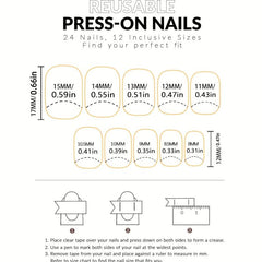 24pcs Short Square False Nails Glossy French Tip Press On Easy to Apply