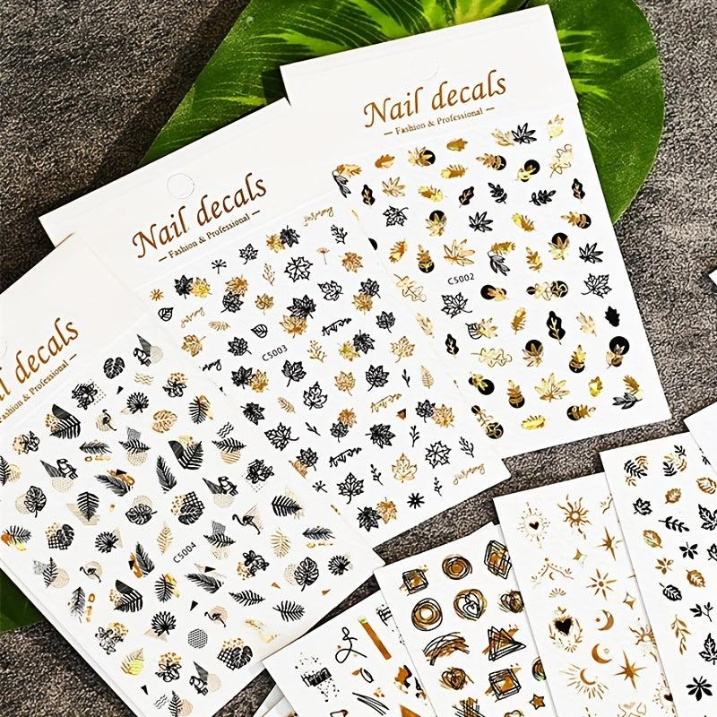 Embossed Maple Leaf Nail Art Sticker