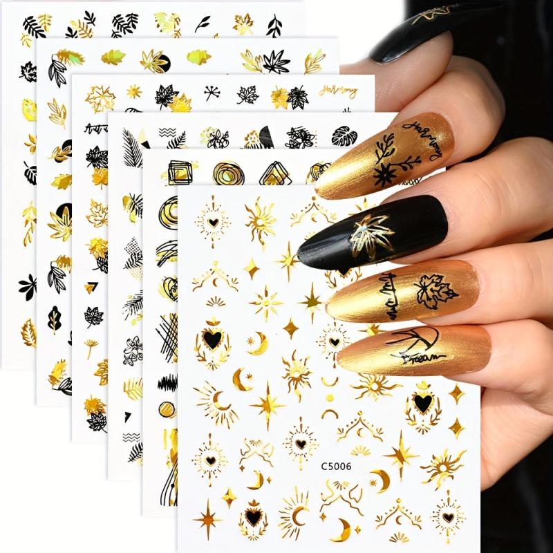 Embossed Maple Leaf Nail Art Sticker