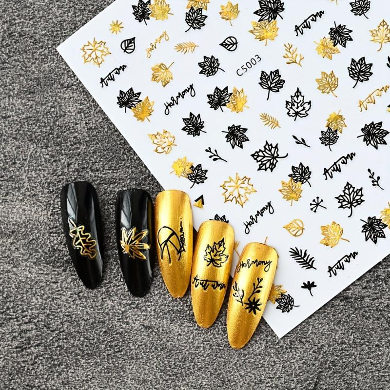 Embossed Maple Leaf Nail Art Sticker
