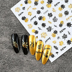 Embossed Maple Leaf Nail Art Sticker