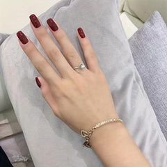 24pcs Wine Red Press On Nails Full Cover False Nails