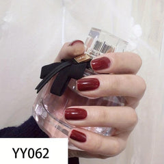 24pcs Wine Red Press On Nails Full Cover False Nails