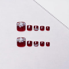 24 Glossy French Tips Press On Toenails for Women Full Coverage Acrylic Nails