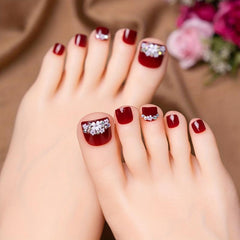 24 Glossy French Tips Press On Toenails for Women Full Coverage Acrylic Nails