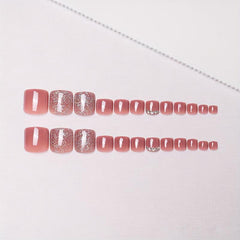 24 pcs Glittery Pink Press On Toe Nails Long Lasting Acrylic False Toenails