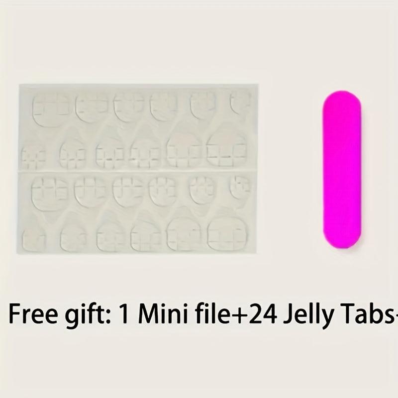 24Pcs Puppy Animal False Nail Glossy Full Cover Short Square Press on Nails