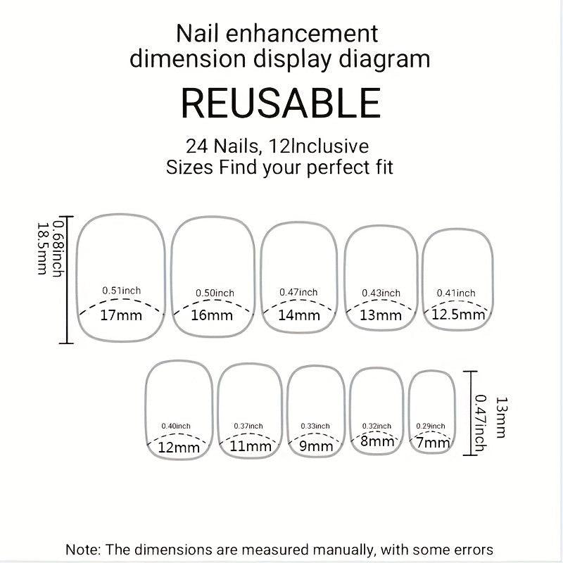 24Pcs Puppy Animal False Nail Glossy Full Cover Short Square Press on Nails