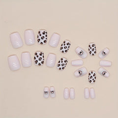24Pcs Puppy Animal False Nail Glossy Full Cover Short Square Press on Nails