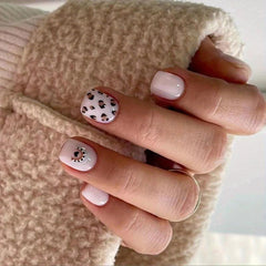 24Pcs Puppy Animal False Nail Glossy Full Cover Short Square Press on Nails