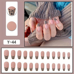 24 pcs Leopard Print French Ballerina Press On Nails Matte False Nails