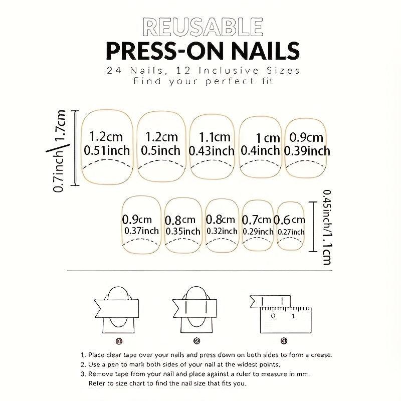 24pcs Full Cover Press On Nails Orange Swirl Daily & Special Occasions