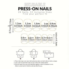 24pcs Full Cover Press On Nails Orange Swirl Daily & Special Occasions