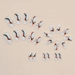 24pcs Full Cover Press On Nails Orange Swirl Daily & Special Occasions