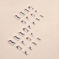 24pcs Full Cover Press On Nails Orange Swirl Daily & Special Occasions