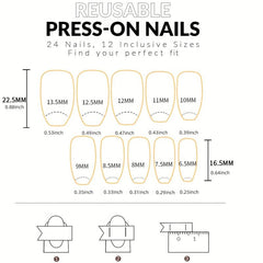 24pcs Gradient Purple Ballerina Press On Nails Medium Length Acrylic False Nails