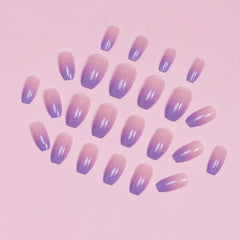 24pcs Gradient Purple Ballerina Press On Nails Medium Length Acrylic False Nails