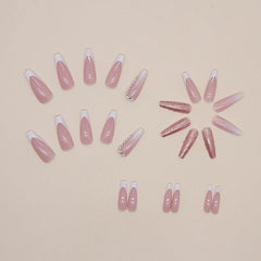 24pcs Jiaruo Gradual Long Ballet Flashing Spicy Girl Press On Nails