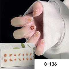 14pcs Y2K Nail Strips 3D Full Wraps Polish Sticker Self Adhesive Decal Strip