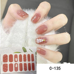 14pcs Y2K Nail Strips 3D Full Wraps Polish Sticker Self Adhesive Decal Strip