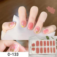 14pcs Y2K Nail Strips 3D Full Wraps Polish Sticker Self Adhesive Decal Strip