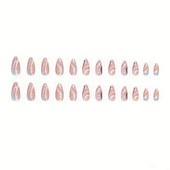 24pcs Almond Press On Nails Swirl European American Style False Nails