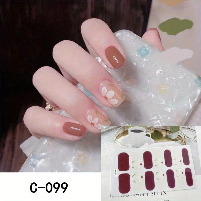 Y2K 3D Flower Nail Strips Full Wraps Sticker